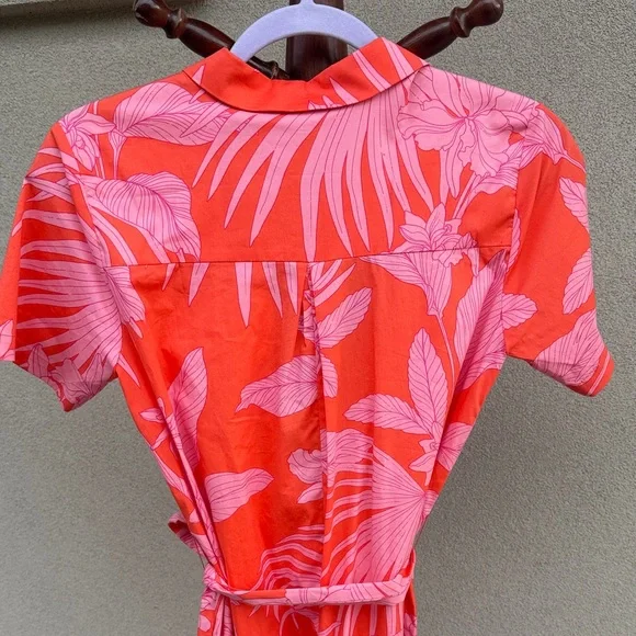 Tori Richard Red and Pink Leaf Print Shirt